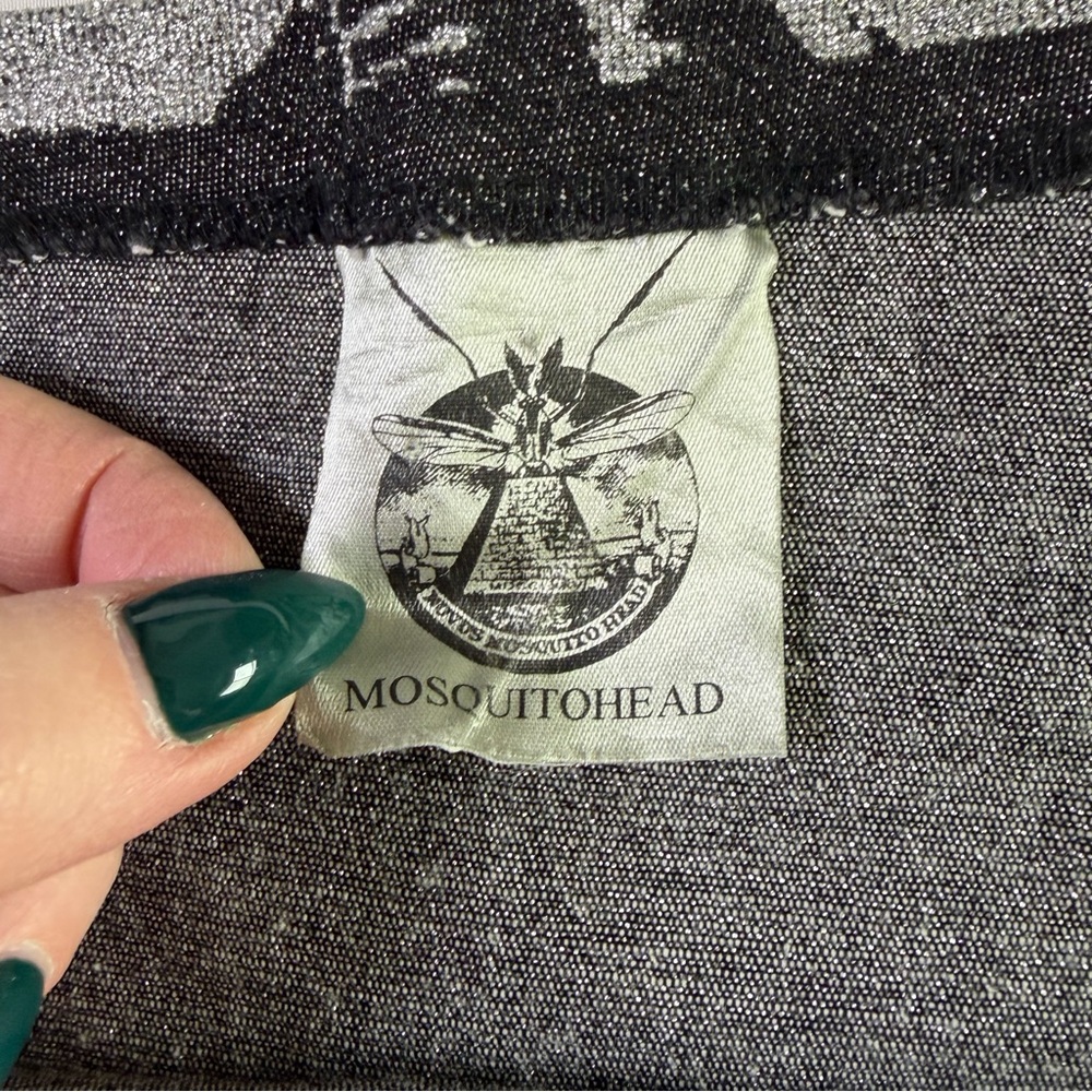 Mosquitohead vintage 90s Y2K mini glitter skirt made in USA graphic sz L black - Picture 2 of 14